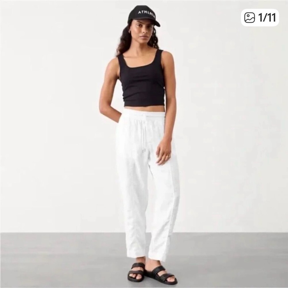 Athleta White Drawstring Track Joggers